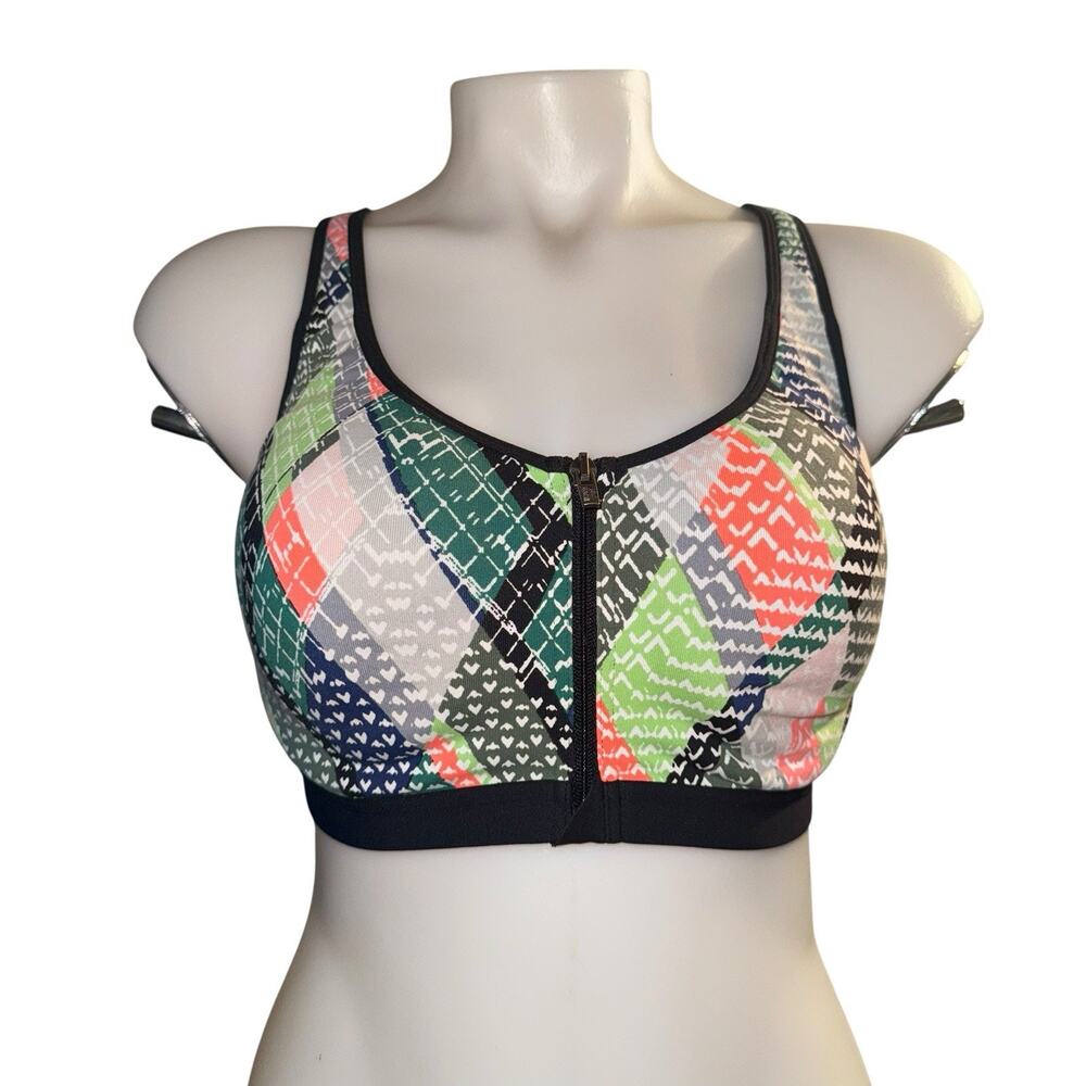Victoria’s Secret Knockout Front Close Racer Back Geometric Print Sports Bra 36D